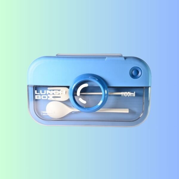 MOON MAMA Camera Lunch Box, Durable and Leak-Proof Lunch Box, Stainless Steel Lunch Box, Ideal for Work, School and Travel, 1100 ml, Blue