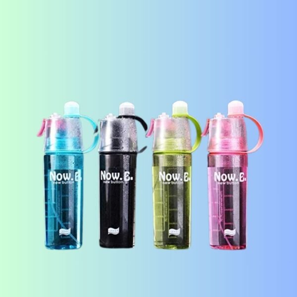 Jesilo Plastic Water Mist Spray Bottle, 2 in 1 Drink & Mist Water Bottle, Sports Spray Water Bottle Straw Outdoor Bicycle Cycling Sports Gym, Outdoor Sports, 600ml multicolor
