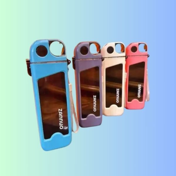 JENY New Flat Square Fashion Plastic Sports Water Bottle Portable Sports Exercising Band Scale Cup New Rectangular Creative 350ml Water Bottle with Straw (Multicolor)