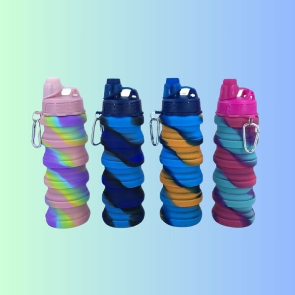 MINNIKOO Silicone Foldable Water Bottle – Multicolor, 500ml Lightweight and Reusable Travel Bottle ; MKI018-SLICN-BOTTEL
