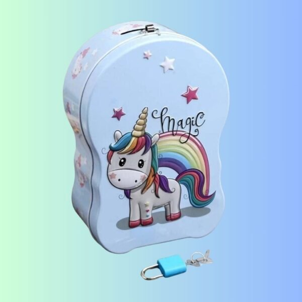 Neuf Mart Unicorn 3D Embossed Money Box, Gullak, Money Collector Printed Metal Piggy Bank for Kids Boys and Girls (Unicorn 3D Money Bank)
