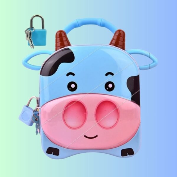 FunBlast Piggy Bank for Kids, Money Saving Tin Coin Bank with Lock and Key – Cow Print Piggy Bank, Coin Box for Kids