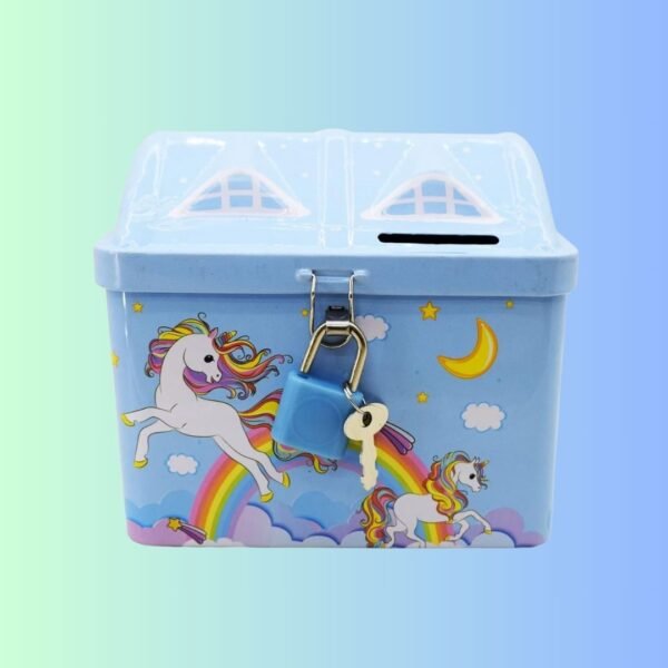 Asera Cartoon Money Bank Piggy Bank Metal Body Coin Bank with Key and Lock for Kids - Kids Birthday Return Gifts (Set of 1, Unicorn)