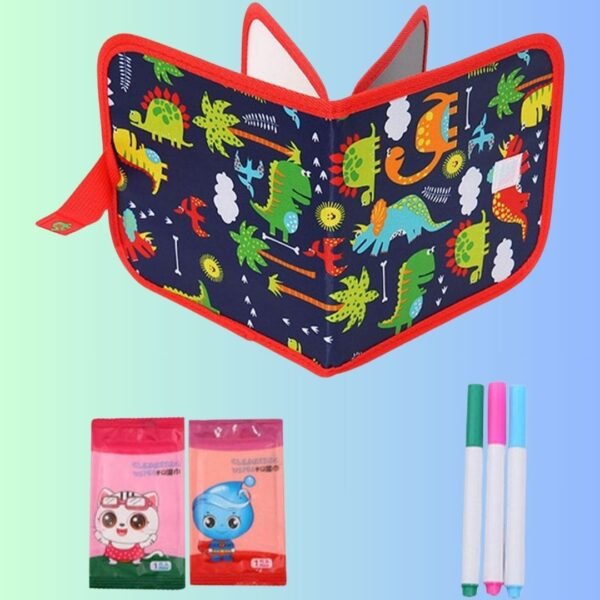 PLUSPOINT Erasable Doodle Book for Kids Toddlers Activity Toys Reusable Drawing Pads with Watercolor Pens, Travel Art Toy, Road Trip Car Game Writing Painting Set for Boys and Girls (14 Pages)