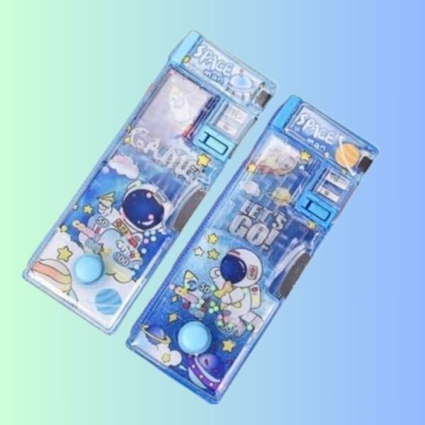 TOYARTSY Double Compartment Glitter Star Flowing Pencil Box: Button-Enabled Storage with Sharpener for Kids - Space Edition