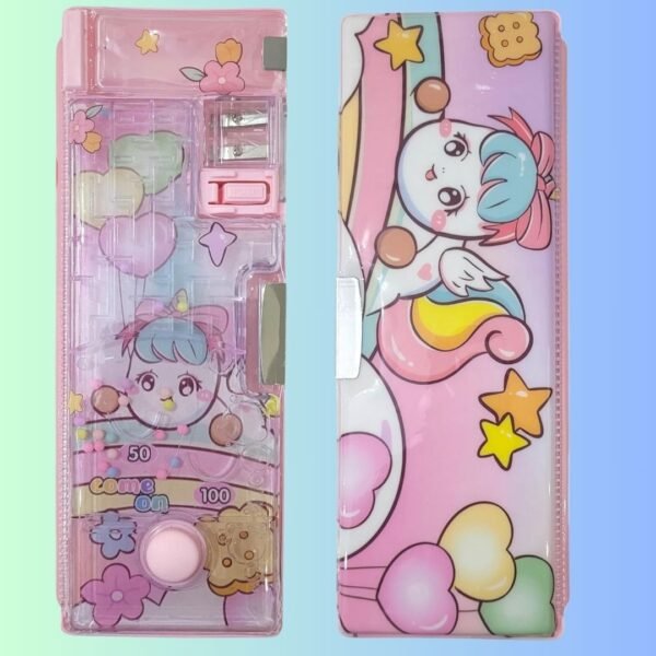 SHAKTISM Hello Summer Pencil Case with Sharpener, Water Game Puzzle Theme, Stationary Organizer for Kids and Girls (Unicorn - Pencil Case Pink)