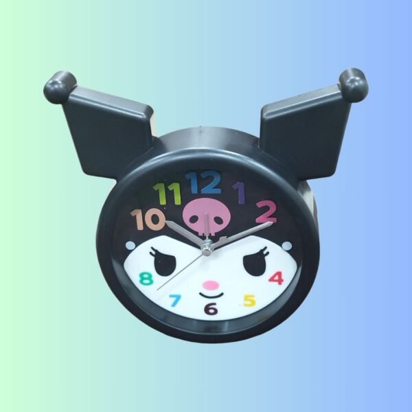LIGHTER HOUSE Cutest Sanrio Kuromi Round Shape Look Table Alarm Clock for Kids Room Study Table Clock - 01 Pc.- Black