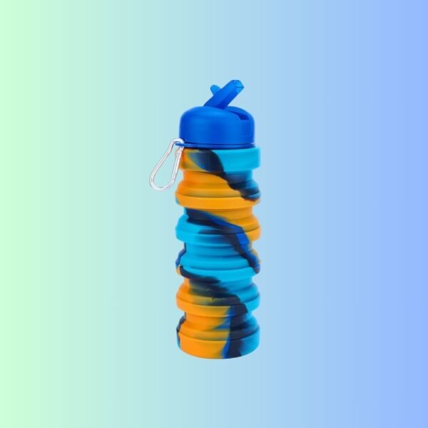 Hawkister Flexible Collapsible Silicone Sports, Trekking, Cycling, Gym, School Water Bottle Expandable And Foldable With Snap Hook, Navy Blue (1 Unit, Pack Of 1), 500 ML