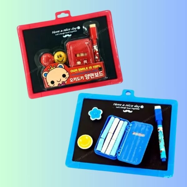 SHAKTISM White and Black Two in One Slate with Chalk, Marker, Eraser, for Kids Creative Learning Board for Toddlers, 2-Sided, with Markers & Magnet Random Colour Dispatch - (2in1Sate-1pc)