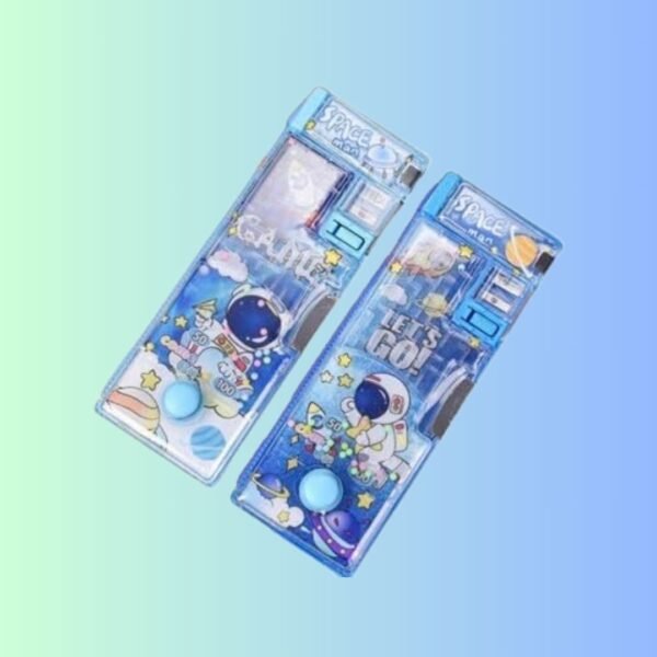 TOYARTSY Double Compartment Glitter Star Flowing Pencil Box: Button-Enabled Storage with Sharpener for Kids - Space Edition