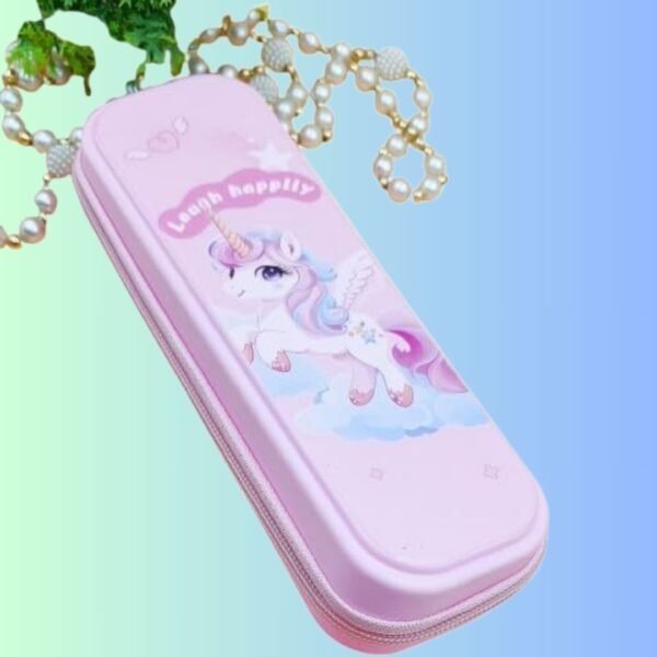 JOHNNIE BOY Pencil Pouches for Kids, Stylish Unicorn Theme, for Girls and Boys, Stationary Organizer (Pink)