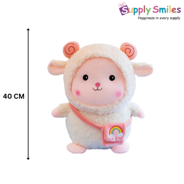 Cute Lamb Plush Toy with Rainbow Bag – Soft & Fluffy Stuffed Animal for Kids