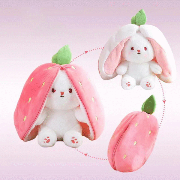 Strawberry Bunny Plushie – Zip & Flip Magic Toy!