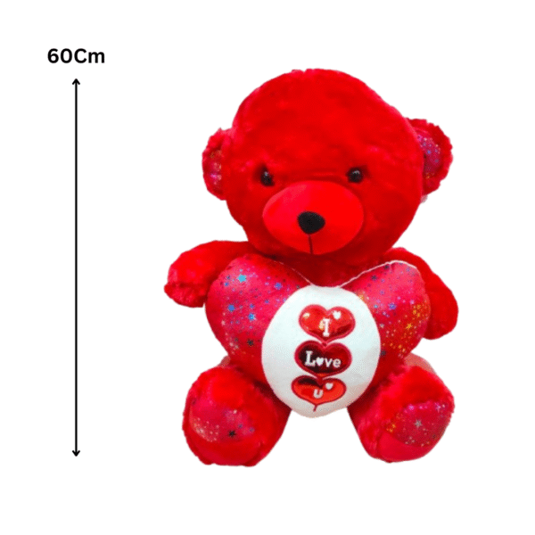 Supply Smiles 60 cm Red Teddy Bear with Heart | Soft Plush Toy Gift for Love & Special Occasions