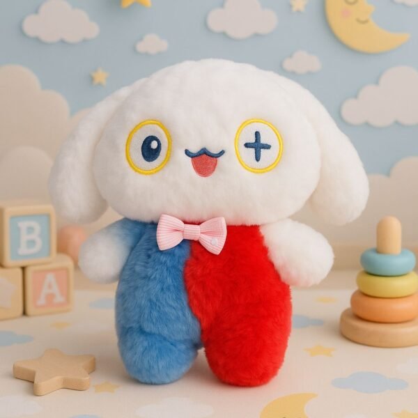 Supply Smiles Cute Bunny Dog Plush Soft Toy | Multicolor Stuffed Animal with Bow | Kids & Gifting | 25 CM