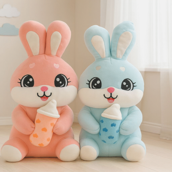 Supply Smiles Bunny Plush | Cute 30 CM Soft Toy with Milk Bottle for Kids & Gifts π°πΌ