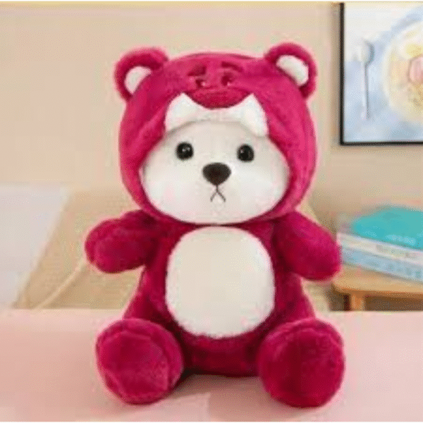 Hoodie Teddy Bear Cute Stuffed Soft Toy – Red Plush Doll for Kids & Gifts