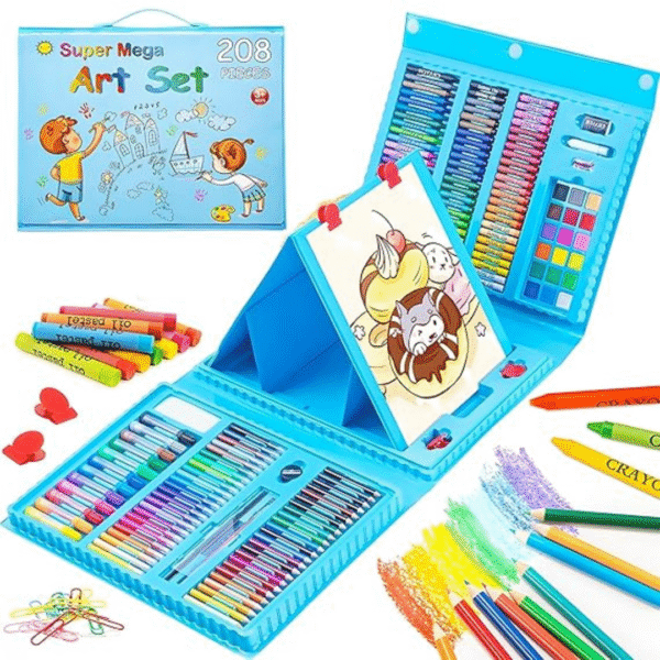 Supply Smiles Super Mega Art Set 208 Pieces 🎨 | Kids Drawing & Painting Kit with Crayons, Colors & Markers