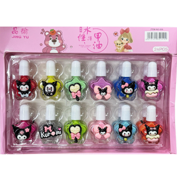 Supply Smiles Kids Nail Polish Set | Cute Cartoon Character Non-Toxic Nail Colors (12 Shades)