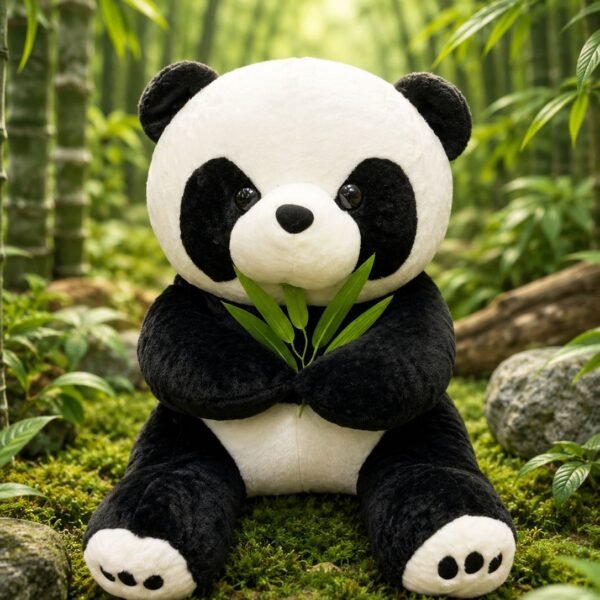 Panda holding leaf and with realistic look 65 cm